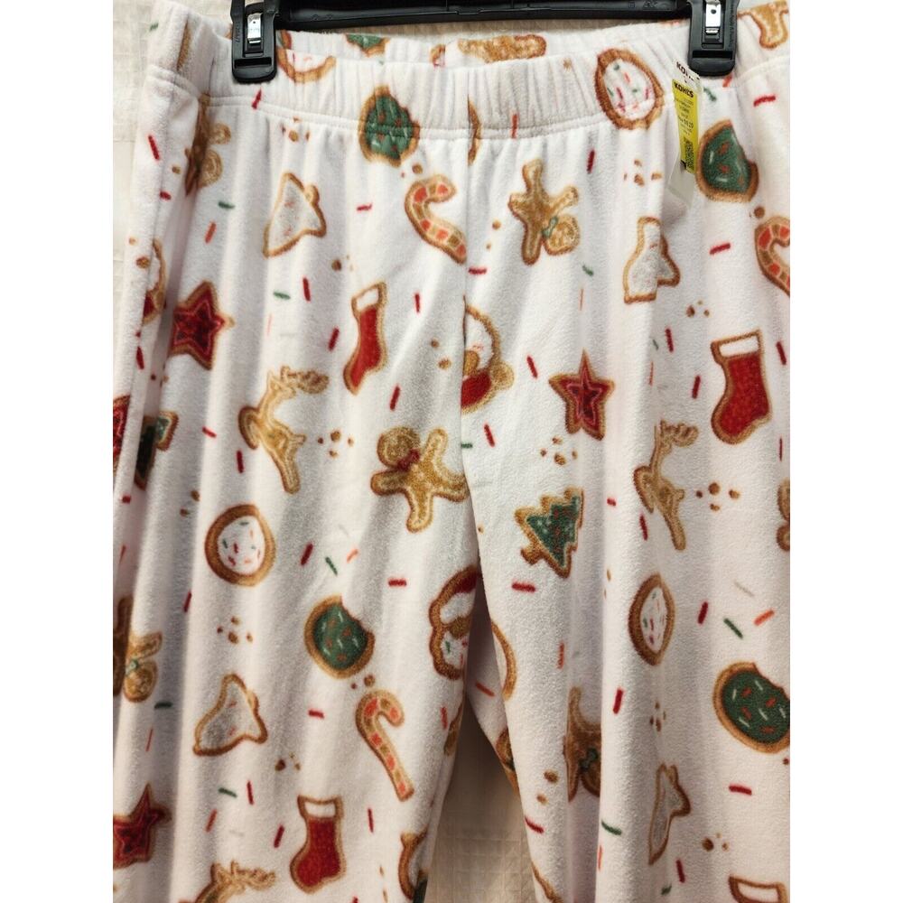 Cuddl Duds Pajama Set Mens Size Med Gingerbread Man Fleece White - Picture 3 of 11
